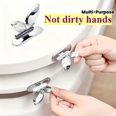 1PC Toilet Lid Handle, Blade Shape Self-adhesive Easy Installation Tool, Multi-purpose Handle Without Dirty Hands