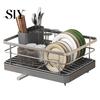 Carbon Steel Dish Storage Rack Drying Large Capacity Non-Slip Design Stable Auto-Drain Easy to Install Space-Saving Kitchen Counter with Cutlery