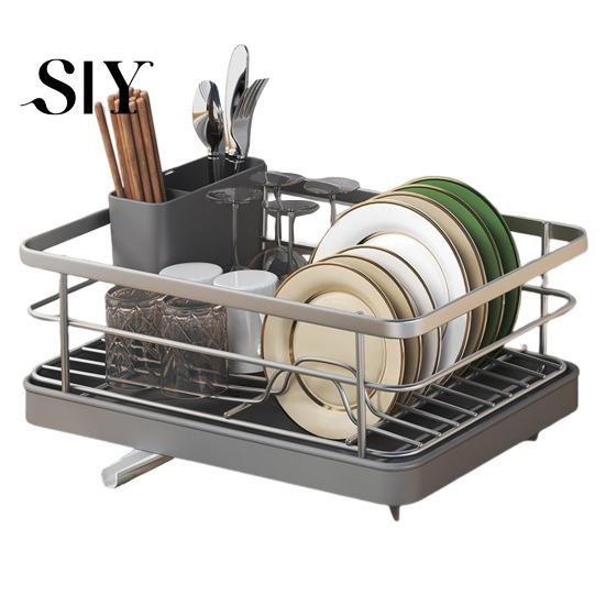 Carbon Steel Dish Storage Rack Drying Large Capacity Non-Slip Design Stable Auto-Drain Easy to Install Space-Saving Kitchen Counter with Cutlery