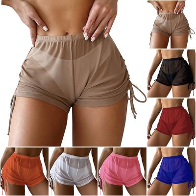Women's Summer Fashion Tulle  Shorts Beach Pants Solid Swim Trunks