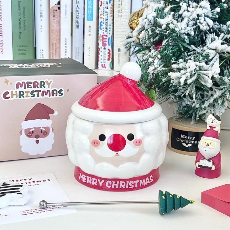 

Рождественский подарок керамическая кружка в форме Санта-Клауса с крышкой и ложкой для девочек сувенир практичный подарочная коробка 401-500ml