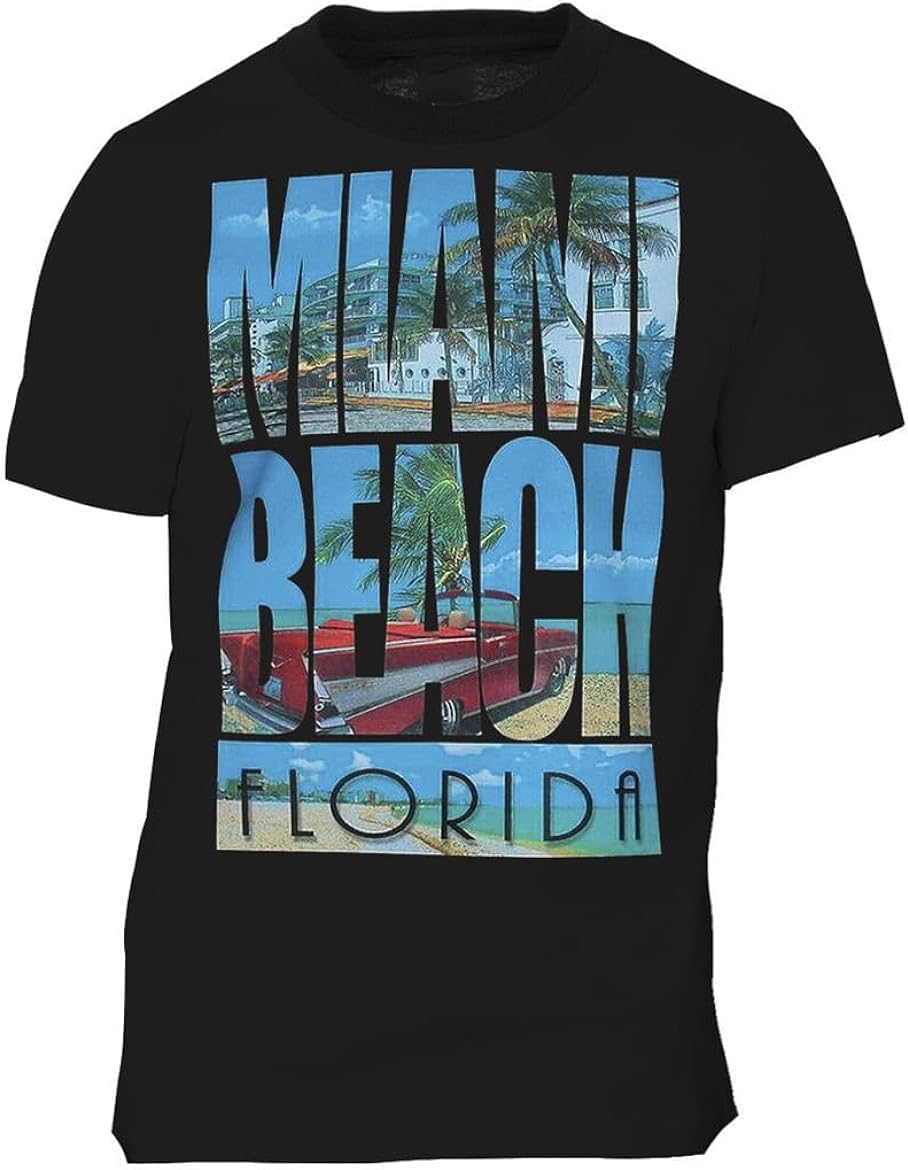 Mens Short Sleeve Miami Beach Florida Men T Shirt Black XL чёрный