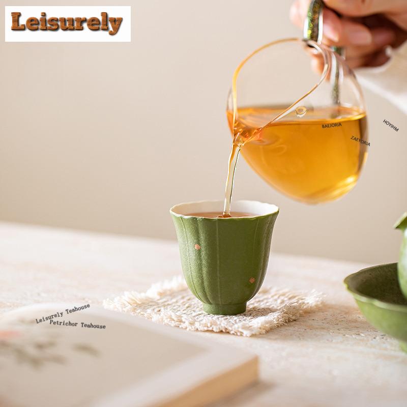 1pc/lot Matcha Green Sprinkle Gold Teacup Vintage Tea Bowl Cup For Tea Tea-tasting Meditation Cup Chazhan Master Cups Cha 11ml