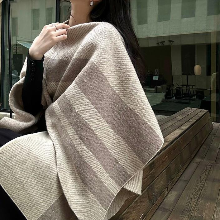 Retro Cashmere Shawl Women'S Outerwear Spring And Autumn High-End Fashion Foreign Style Wool Knitted Scarf Cape