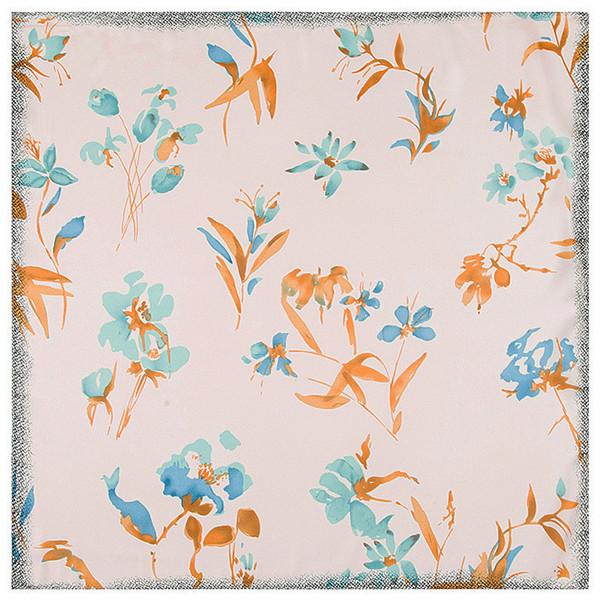 60cm 2024 New Brand Women Twill Silk Scarf Small Floral Printing Bandana Neckerchief Scarf Fashion Kerchief Square Scarves