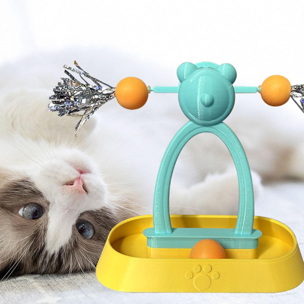 Interactive Cat Turntable Toy Set - Windmill Track Balls + Teaser Stick, Scratch-Proof & Durable, Perfect for Kitten Indoor