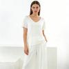 Modal Homewear 2pcs Pajamas Set Short Sleeve Tops and Trousers Solid Color Casual Loose Sleepwear Suit Plus Size Nightwear