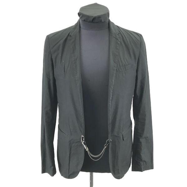 

Blackbarrett by Neil Barrett Buttonless Jacket Size 2 M Black Chain Polyurethane Coating