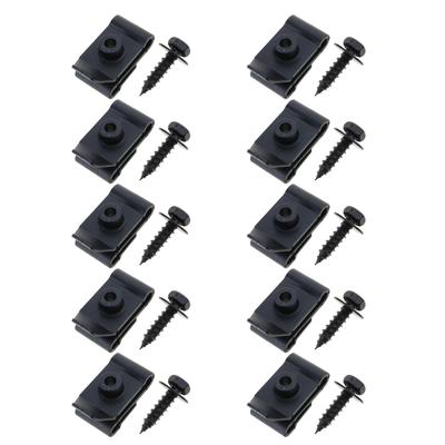 Car Screw Base U-Type Mount Fastener Clips Fenders Bumper Door Panel Metal Clips