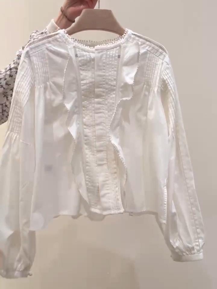 Women's French-Style Ruffled White Shirt – Chic Early Spring 2026 Arrival