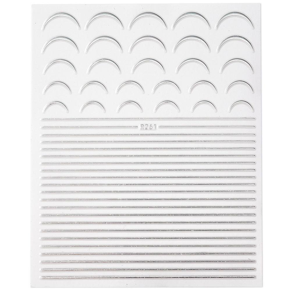 Nálepka na francouzskou manikúru Hotpress Diy Zlatá a stříbrná Samolepka na nehty ve tvaru U plus horizontální linie Nude