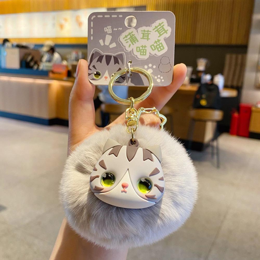 Big Ear Cat Plush Pendant Long Mane Cute Animal Keychain Plush Cat Keychain  Friends Birthday Gifts