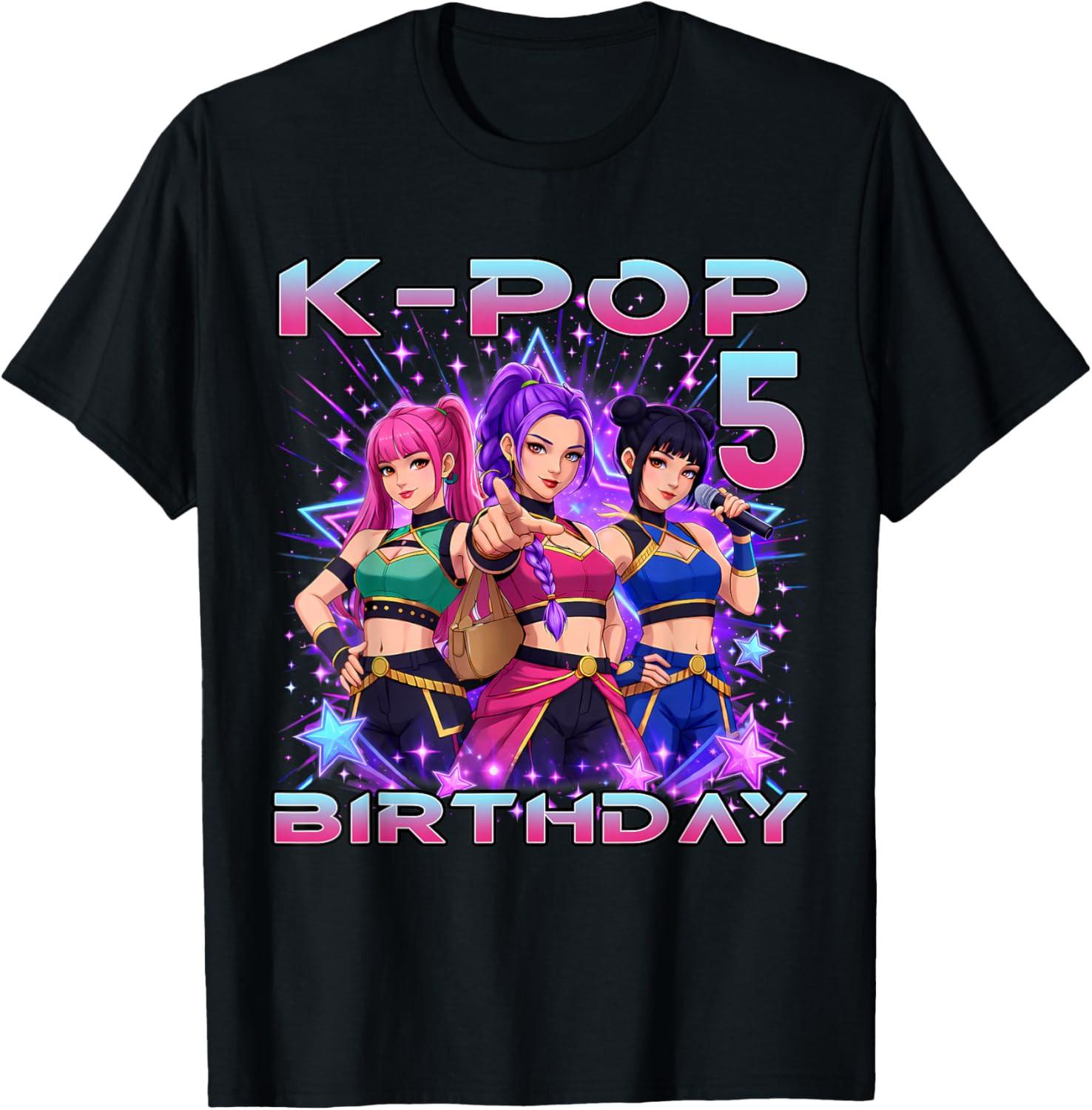 5th Birthday K-pop 5 Year Old Korean Music Birthday Kpop Unisex T-Shirt XXXL