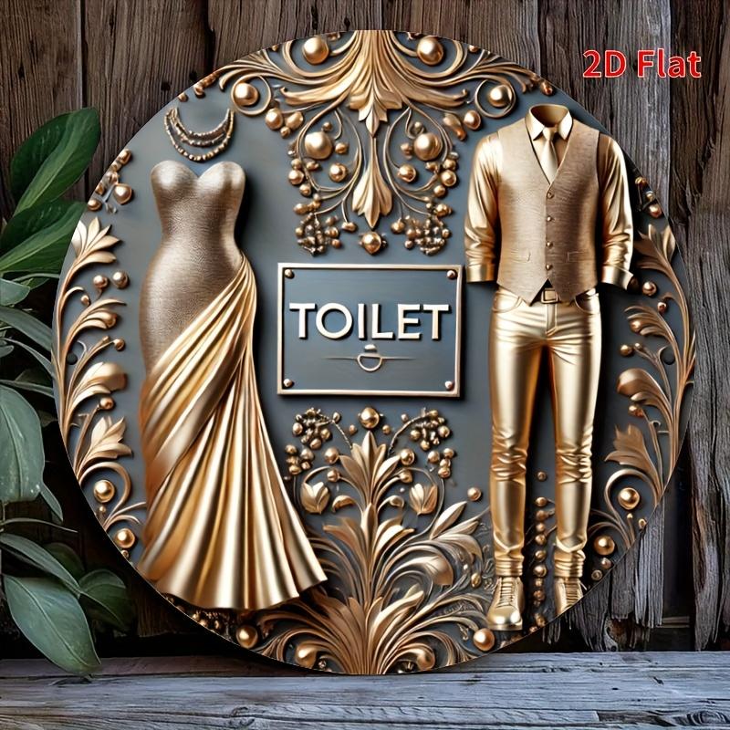 

Vintage Art Deco Round Aluminum Bathroom Sign чистый
