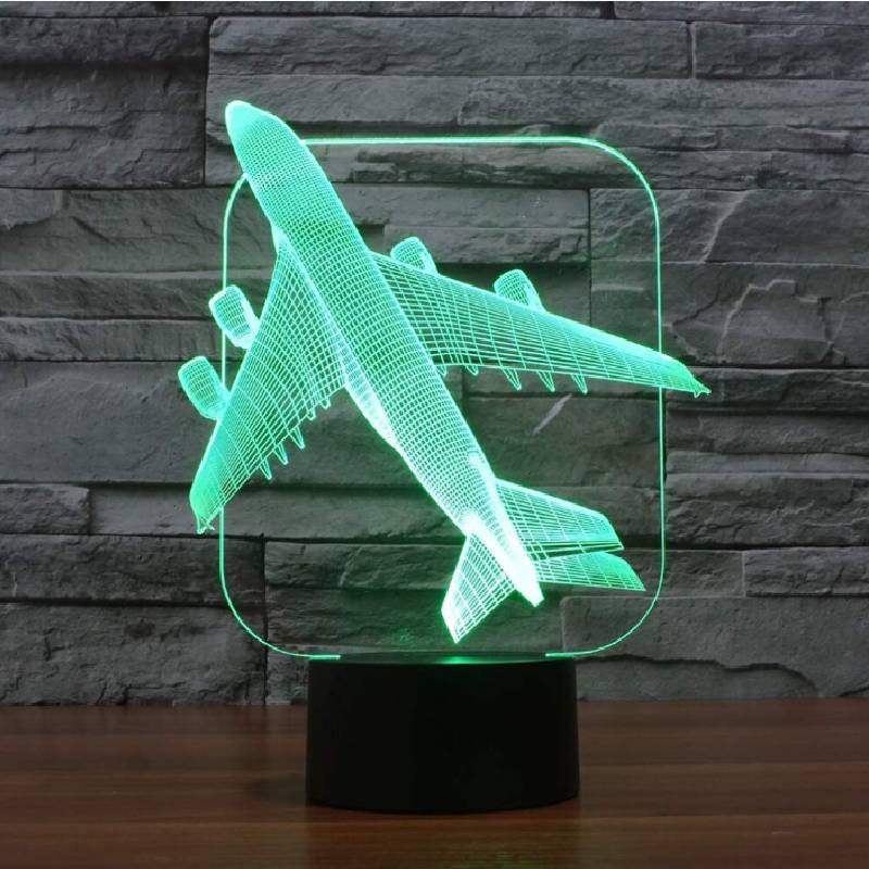 3d Airplane Night Light Kids Bedside Lamp 16 Colors Changing With Remote Control