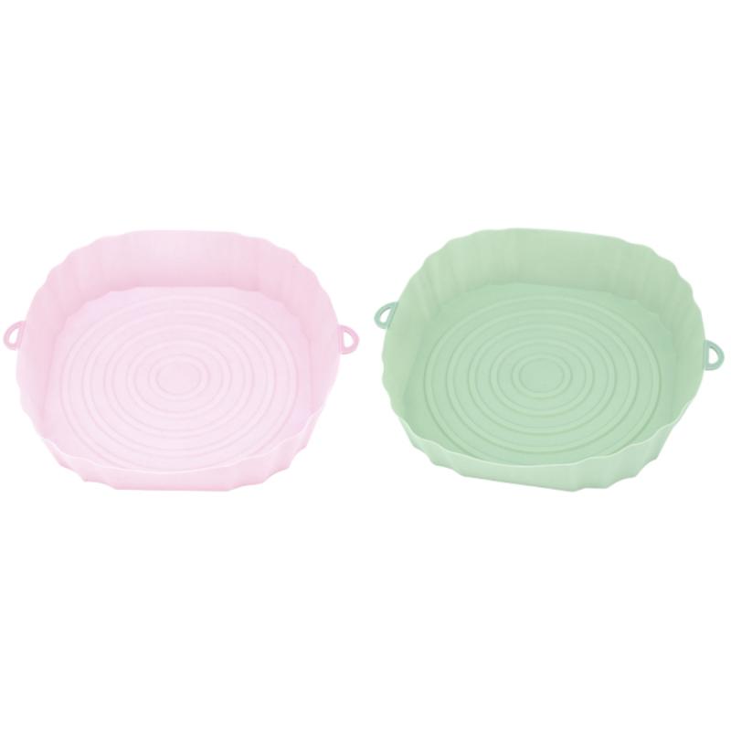 Air Fryer Pan Silicone Basket Airfryer Oven Baking Silicone Tray Reusable Airfryer Pot Pan Liner Mold Pizza Fried Kitchen Tools