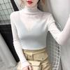 Lace Base Shirt Women's Long Sleeved Mesh Inner Top High Neck T-shirt Gauze Jacket