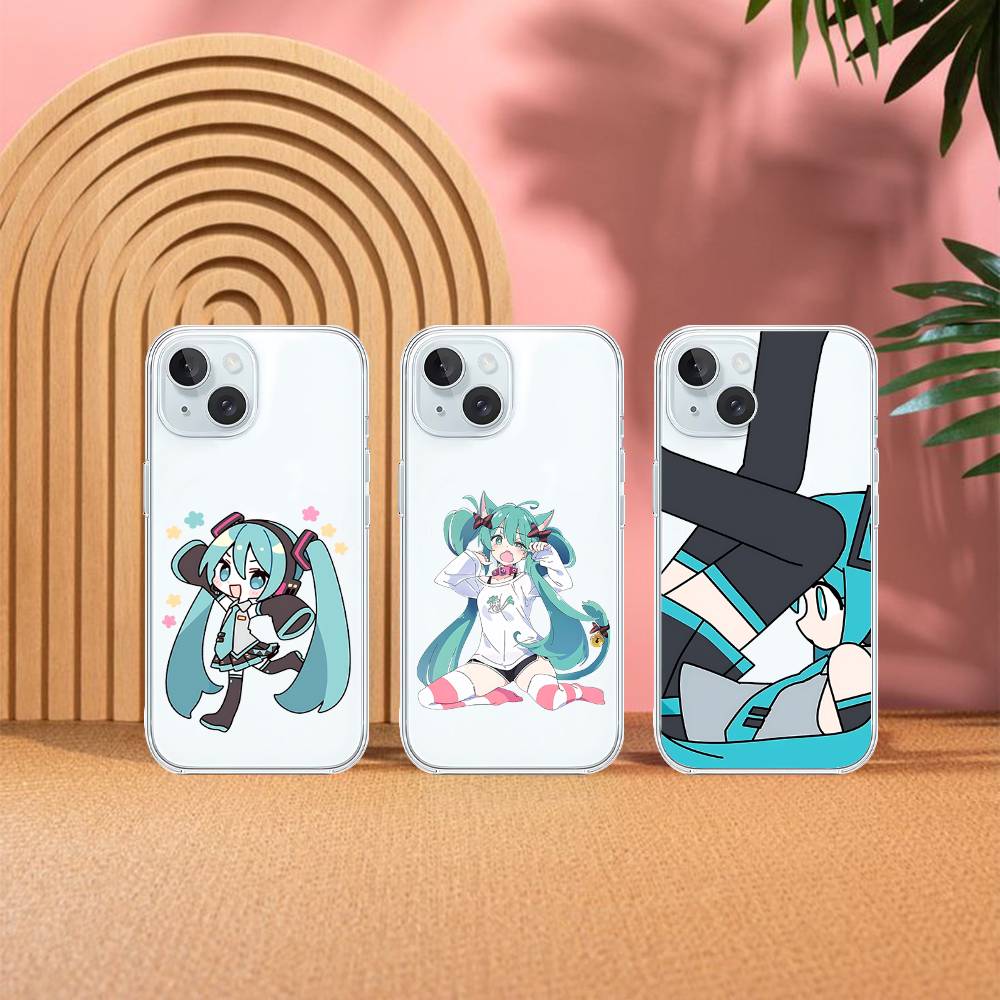 Kawaii H-Hatsune Miku-S Phone Case For Iphone17 16 15 11 13 14 Pro Max 7 8 Plus X Xr Xs Max Se2020 12mini Transparent Cov