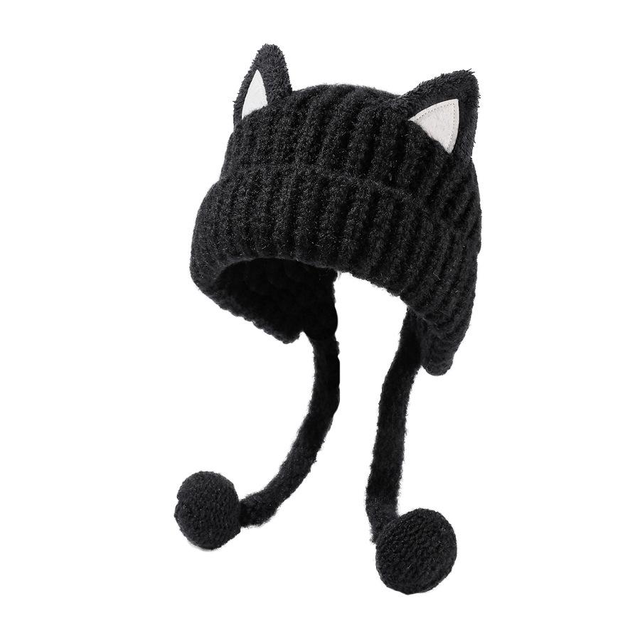 Women's Winter Cat Ear Knitted Beanie With Goggles - Warm, Cuffed Skull Hat For Skiing & Outdoor