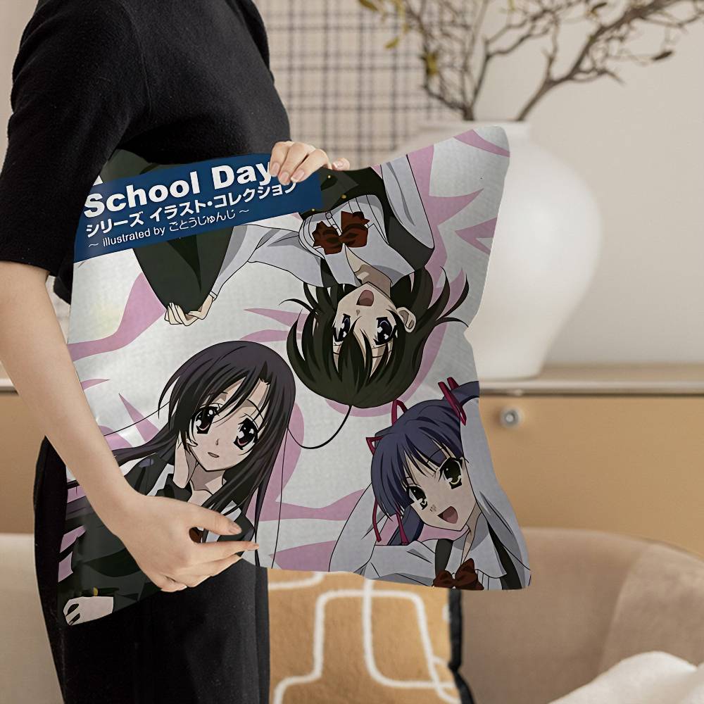 Anime S-School D-Days Katsura Kotonoha Personalized Picture Text Home Decorative Pillows Household Gifts 45x45cm