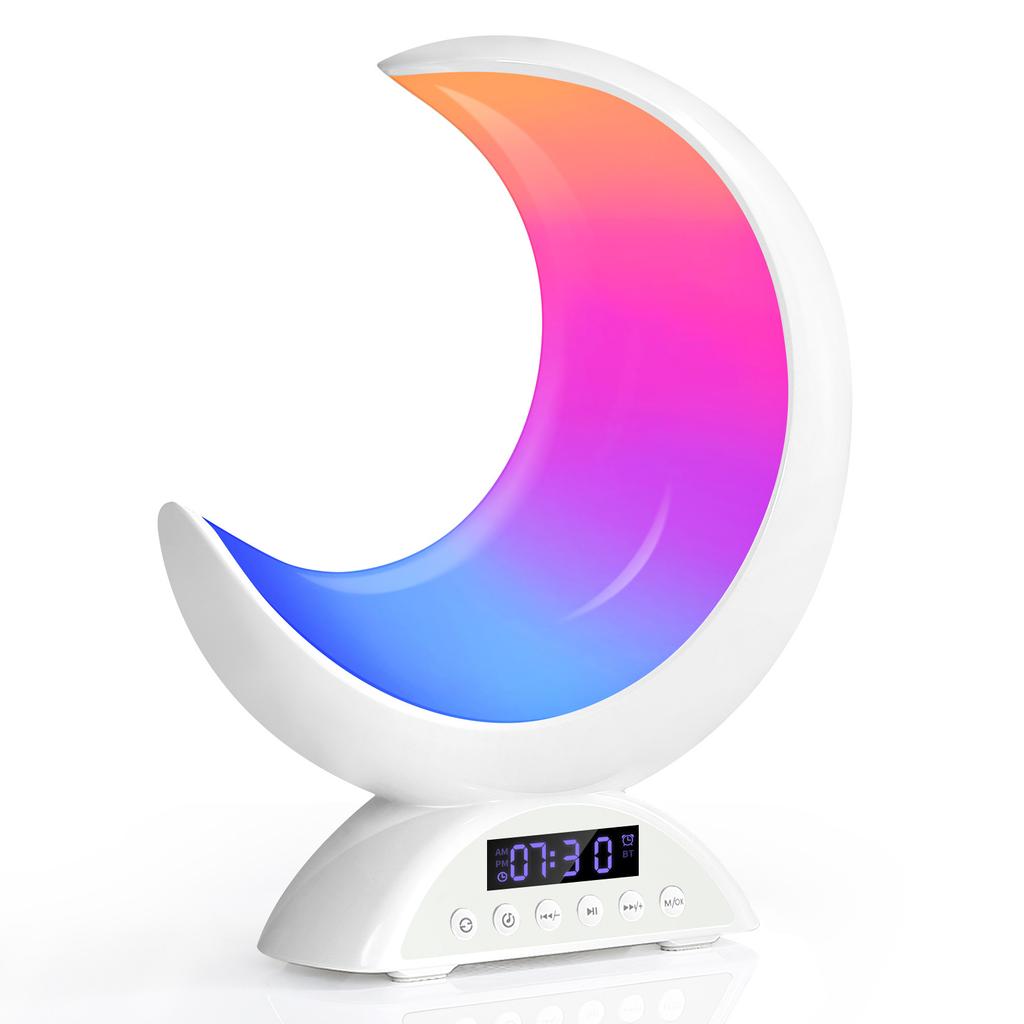 Mondlicht Wecker RGB Farbwechsel Licht Bluetooth Lautsprecher Szenen- und Musikmodus, Touch Dimmbar
