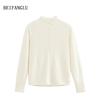 Northern Deer Women's High Neck Lamb Wool Knitwear - Light Luxury, Solid Color, French Simple Style