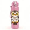 1PC Brown White Forest Owl Bust 750ml Color Plastic Water Bottle Leakproof Flip Straw Lid For Sports Office Home Use