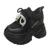 Fashion 10CM Women's Mesh Dad Shoes Thick Bottom Platform Sneakers New 2025 Summer Casual High Heel Sport Shoes Breathable Pearl Loafers