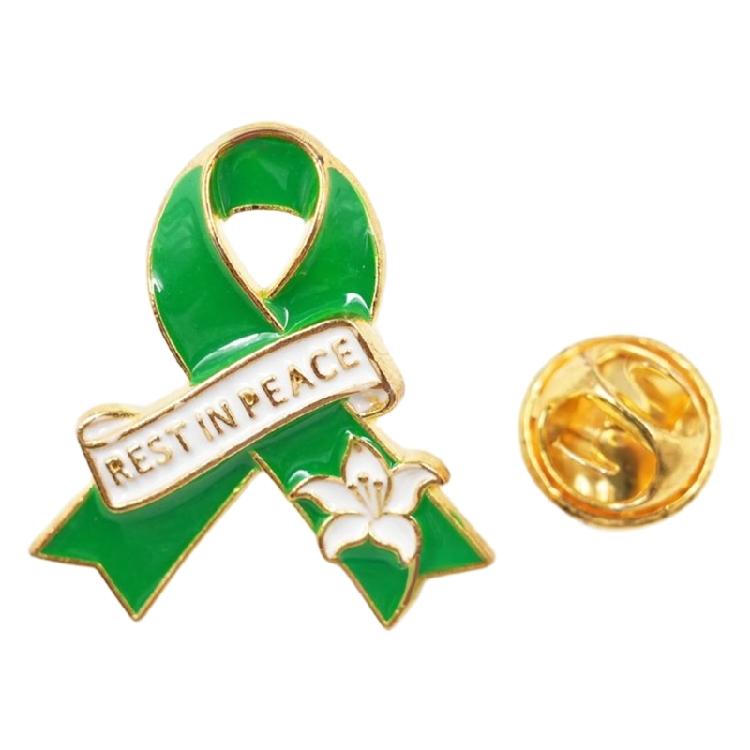 Versatile Peace Rest In Peace Brooch Pin With Ribbon Flower Accent Easy To Pair Outfits For Event Secure Closure