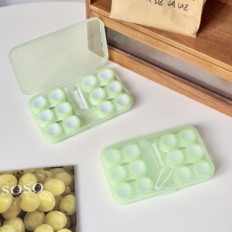 

Transparent Fresh Portable Contact Lens Case Color Retro Morandi Companion Box Six Pairs Nursing Contact Lens Storage Box 1