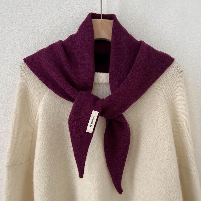 Women S 100 Australian Wool Triangle Scarf Spring Solid Color Versatile Shawl