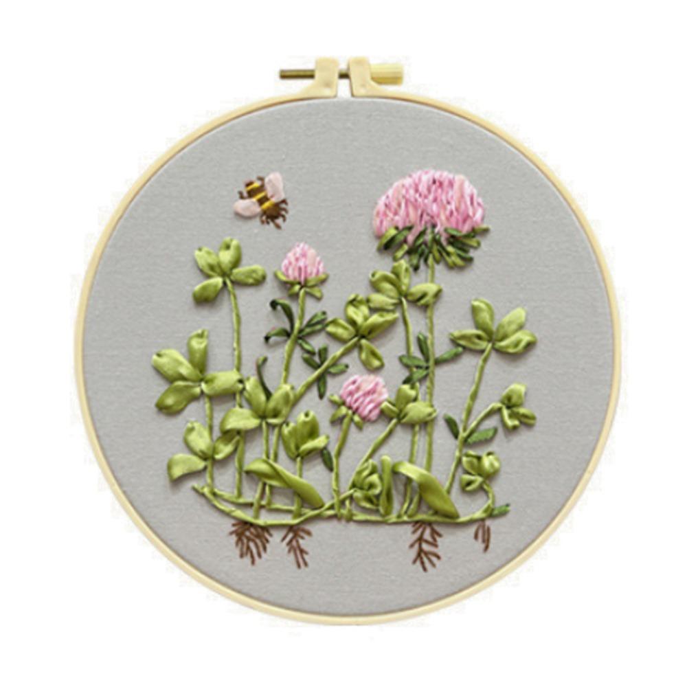 Floral Patterns Flower Ribbon Embroidery Kit Colorful Embroidery Set Cross Stitch Set Beginner