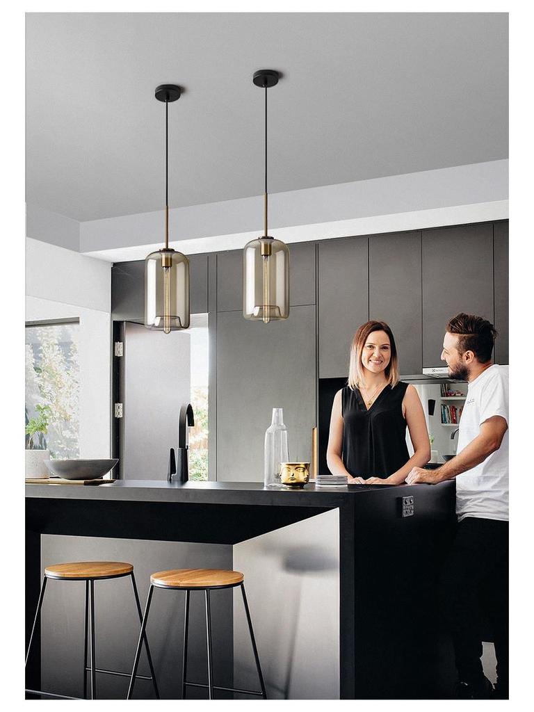 Nordic Industrial Glass Pendant Light for Cafe/Bar
