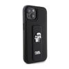 Karl Lagerfeld Gripstand Saffiano Karl & Choupette Pins - Etui Iphone 15 (Czarny)