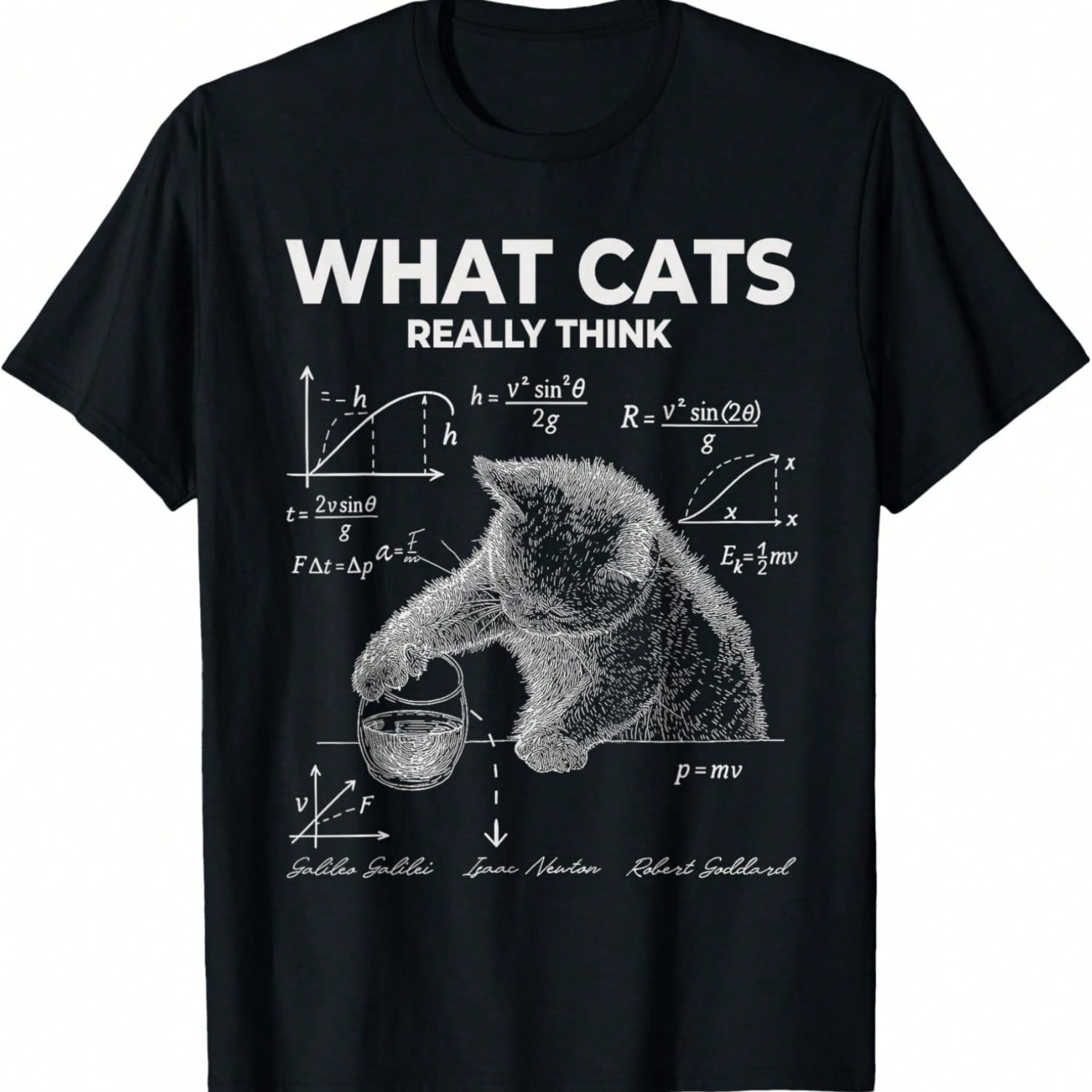 Funny Science Cat Meme What Cats Really Think Humor T-Shirt S разноцветный