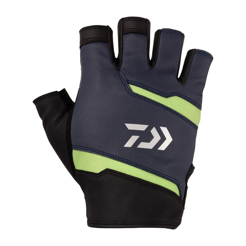 Daiwa Leather Fit Gloves, 5-Cut, DG-1524, Navy, Medium