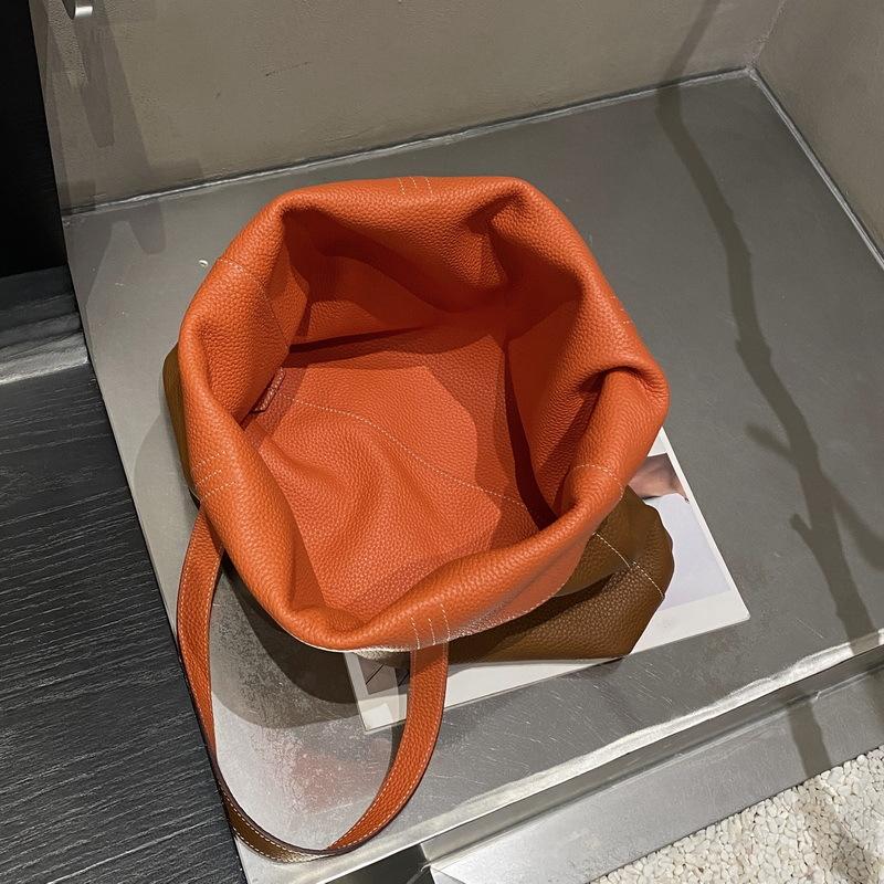 New Double-sided TC Leather Tote Women's Bag, Easy To Knead, Large Capacity Commuting European and American Style Versatile Bag
