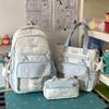 Schoolbag cute messenger bag women's new Japanese fresh, sweet and transparent pain bag students light class make-up bag