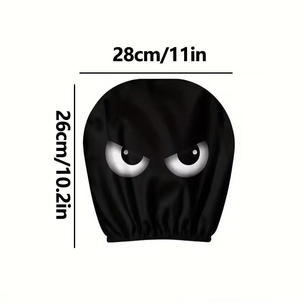 2PCS Funny Slanted Eyes Cartoon Print Car Pillowcase Cover Soft Comfortable Automobile Auto Seat Headrest Washable Fabric