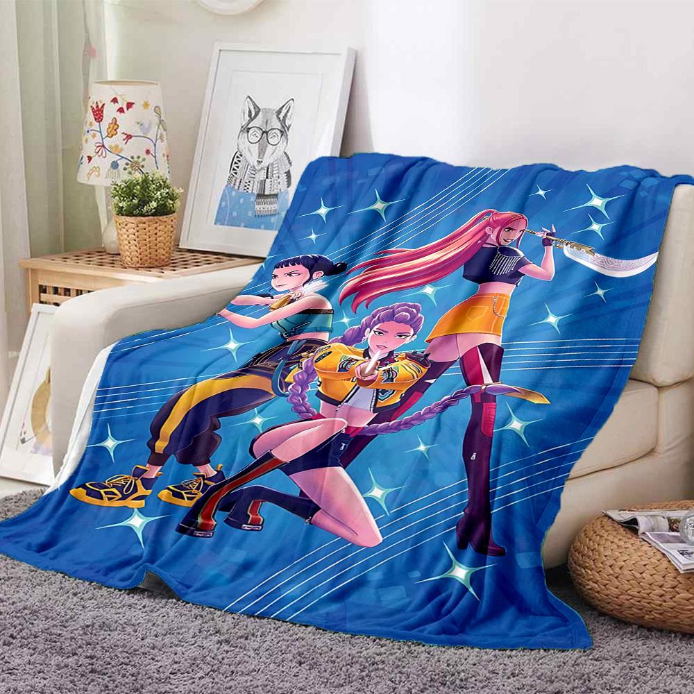 1PC K POP Demon Hunters, Huntrix Blanket, Throw For Sofa, Bed, Travel, Camping, Livingroom,