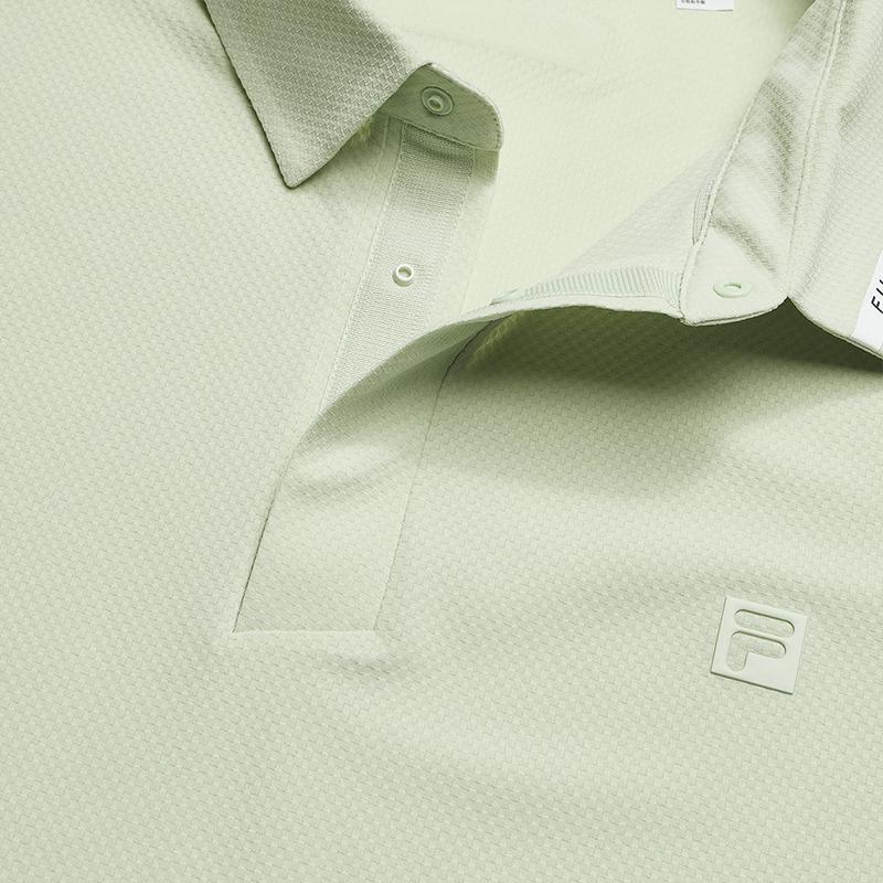 FILA Golf Series Fashion Simple Basic Sports Training Golf Versatile Comfortable Knitted Short Sleeve Polo Shirt Men tops Green A11M625102FLG