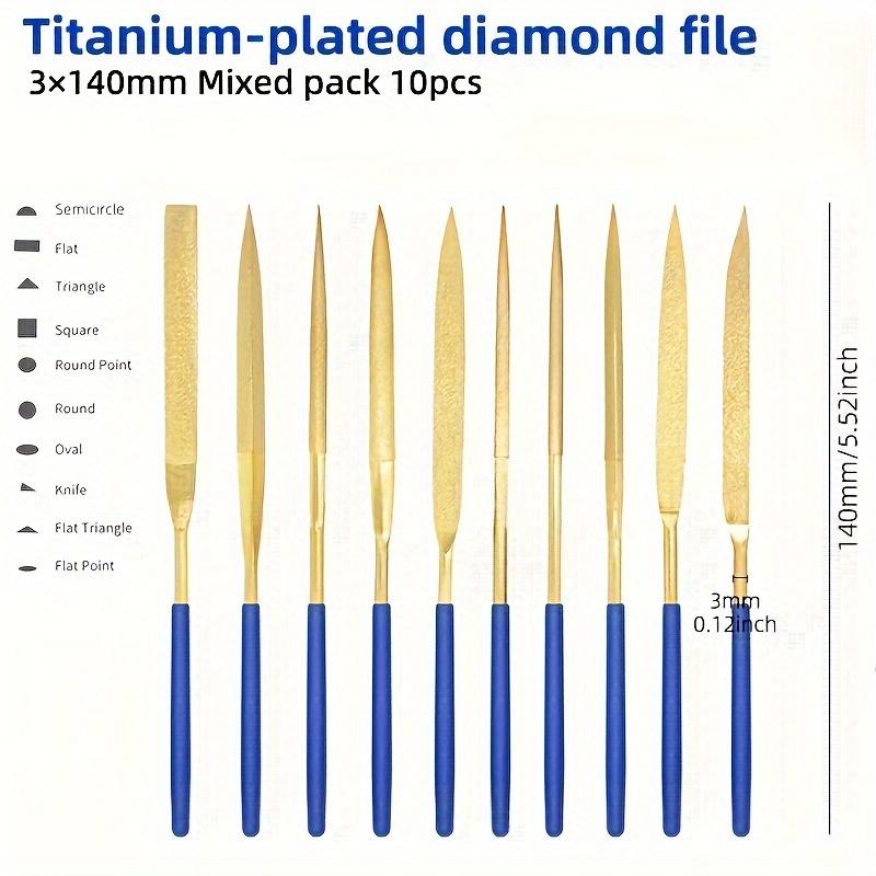 1Set Titanium-Plated Diamond File Set High Frequency Quenching Strong and Wear-Resistant - Industrial Grade