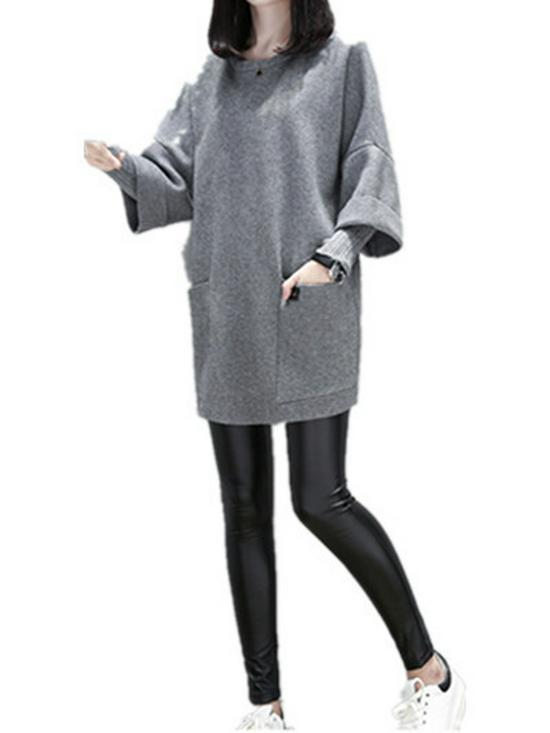 2026 Autumn/Winter Women's Plus Size Loose Patchwork Long Sleeve Solid Top Jacket