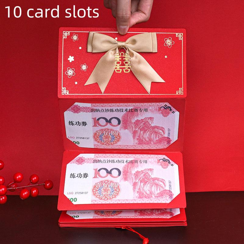 New 6/10 Slots Bowknot Folding Red Packets 2026 CNY Cash Gift Bag Valentine's Day Birthday Wedding Spring Festival Red Envelope