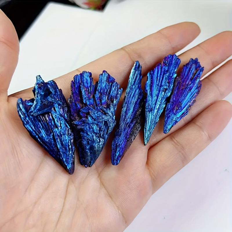 

1pc/5pcs Stunning Blue/Purple Aura Flame Feather Stone -Black Kyanite Specimen with Iridescent for Home Decoration And Gift ball 1pc синий