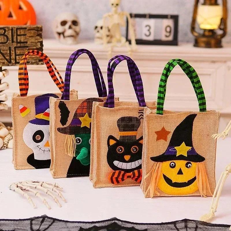 1-10PCS Halloween Treat Bags with Handles for Kids Candy Gift Supplies Party Favor Packaging Bag for Trick or Treat Decoration