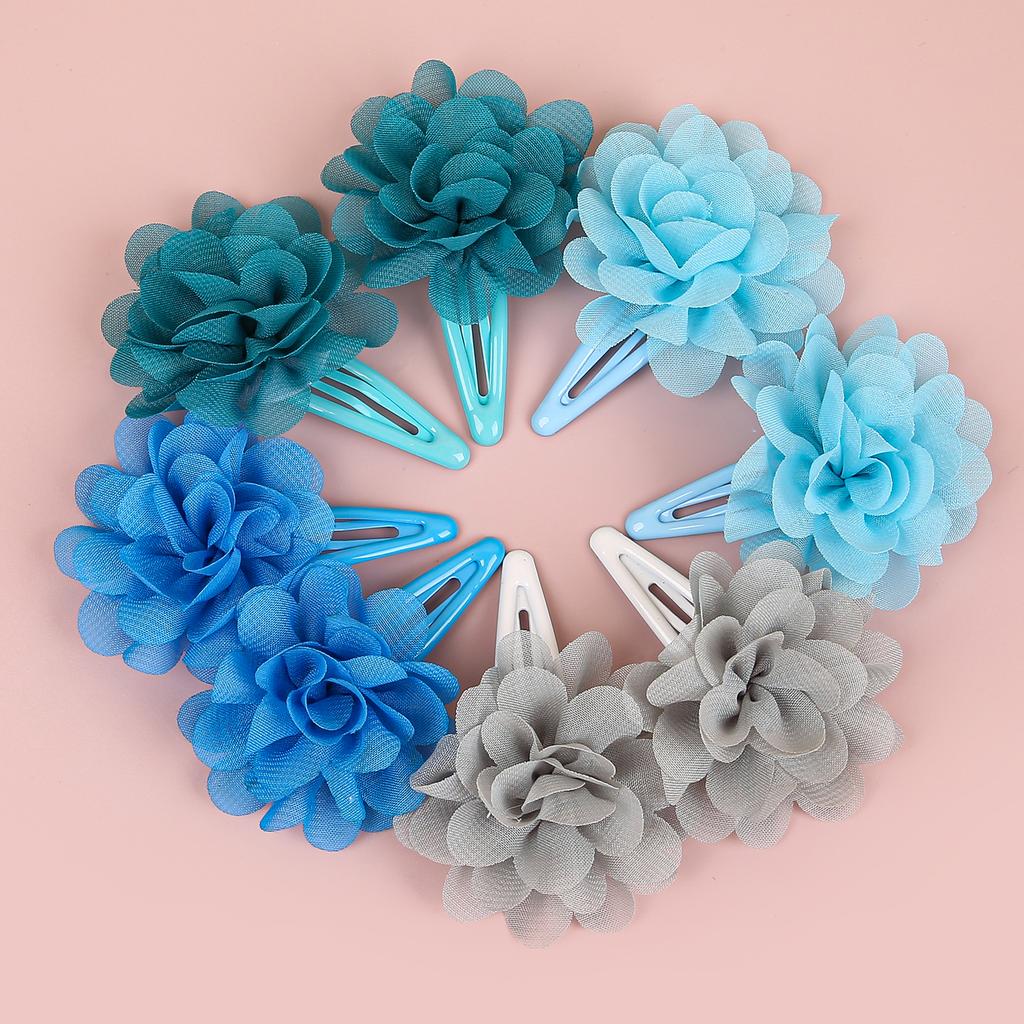 6PCS Chiffon Flower Hair Clips Baby Girls Hairpins Barrettes Clips Soft Floral Hair Clip for Baby Turban Infant Hair Accessories