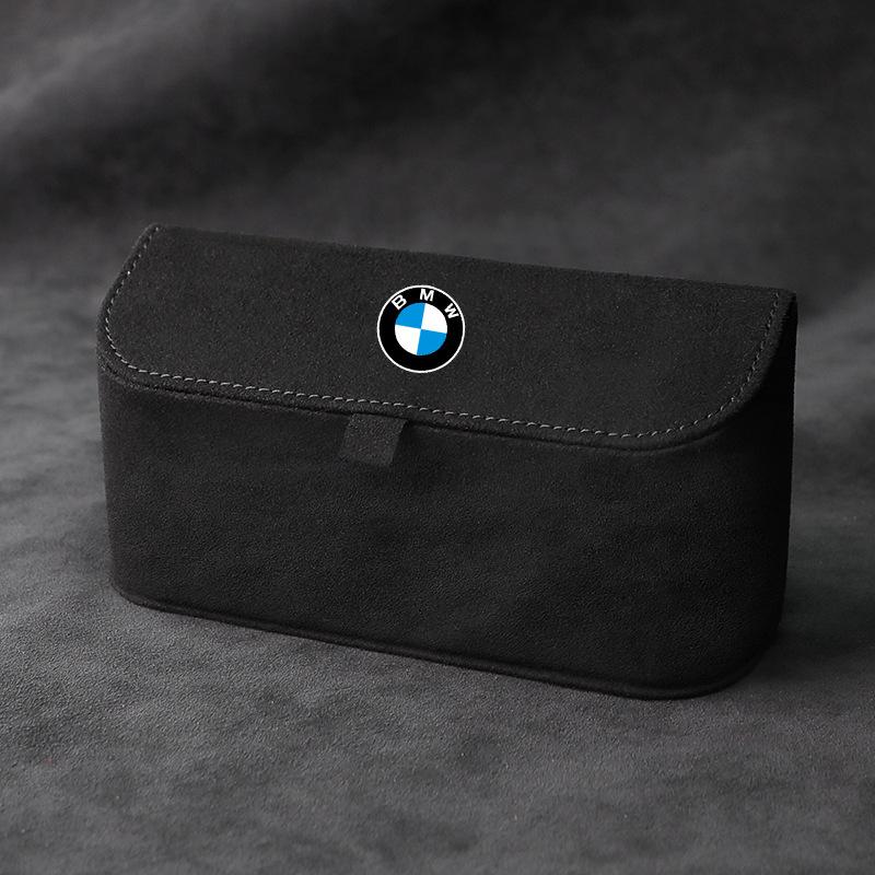 High-Quality Suede Car Sun Visor Glasses Box Car Badge Sunglasses Clips Glasses Box For BMW X1 X2 X3 X5 X4 X6 X7 G30 G20 G32 G11 QH9