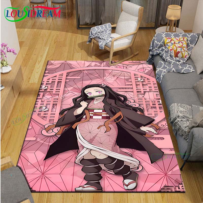Fashion Hot Cartoon K-Kamado Nezuko Printed Carpets Living Room Anti-Skid Area Rug Kids Bedroom Mats Yoga Mat Large Carpet Decor