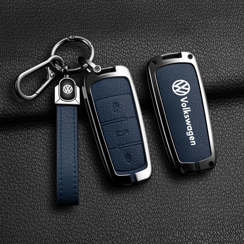 Leather Car Zinc Alloy Key Case Cover Remote Shell For Volkswagen VW Passat 3C CC B6 B7 B7L R36 Maogotan B5 Keychain Accessory zw5